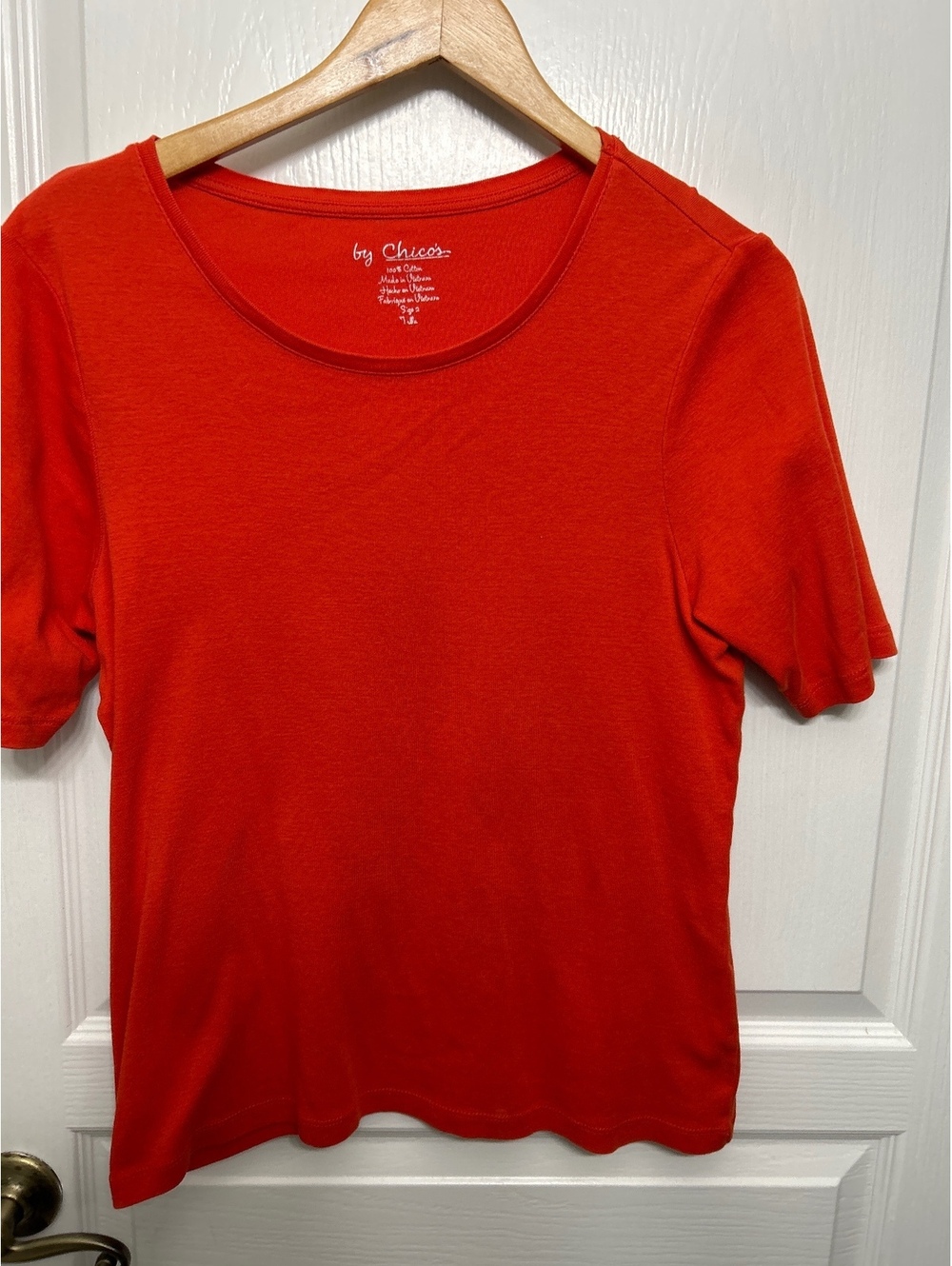 Chico's Women's Short Sleeve Cotton Top Size 2 Red